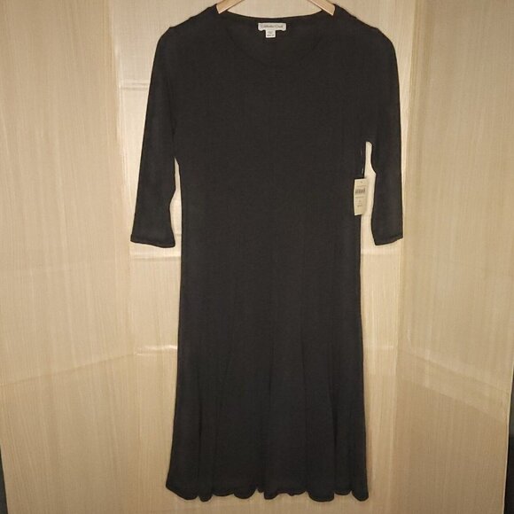 Coldwater Creek Grey New Stretchy Fit Flare Knit Dress Medium - Picture 1 of 7